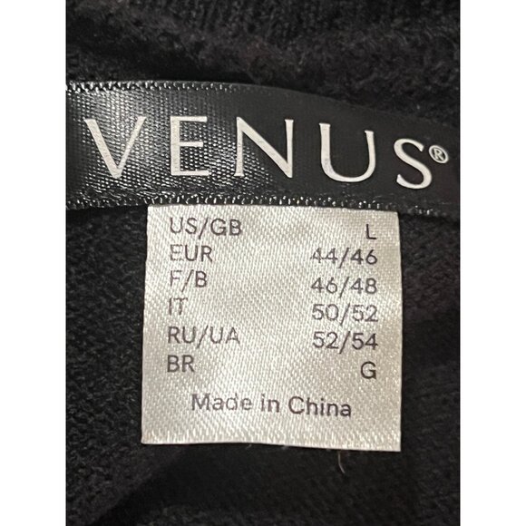 Venus Black & White Houndstooth Sweater Dress Large Long Sleeves & Shawl Neck - Picture 4 of 16